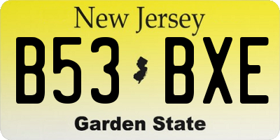 NJ license plate B53BXE