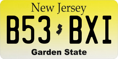 NJ license plate B53BXI