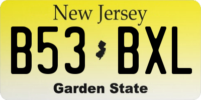 NJ license plate B53BXL