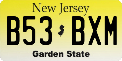 NJ license plate B53BXM