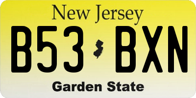 NJ license plate B53BXN