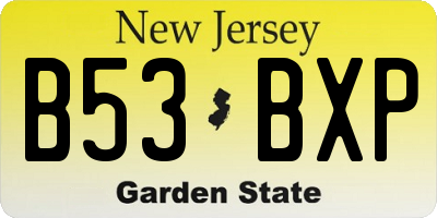 NJ license plate B53BXP