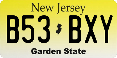 NJ license plate B53BXY