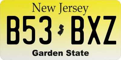 NJ license plate B53BXZ