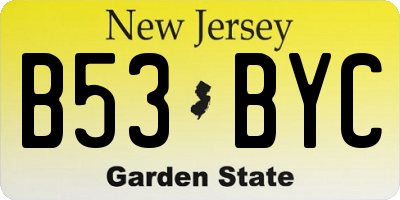 NJ license plate B53BYC