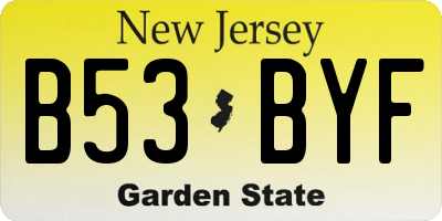 NJ license plate B53BYF
