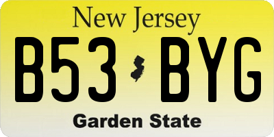 NJ license plate B53BYG