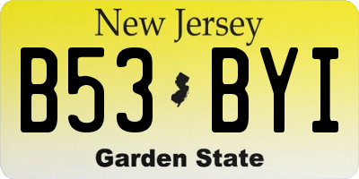 NJ license plate B53BYI