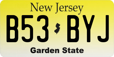 NJ license plate B53BYJ