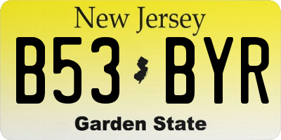 NJ license plate B53BYR