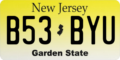 NJ license plate B53BYU