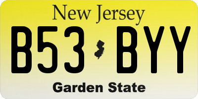 NJ license plate B53BYY