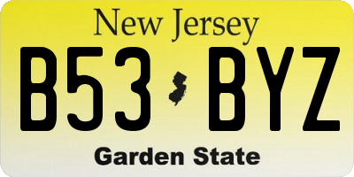 NJ license plate B53BYZ