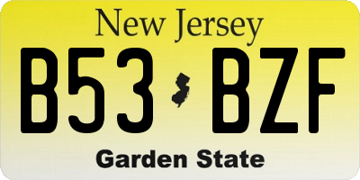 NJ license plate B53BZF