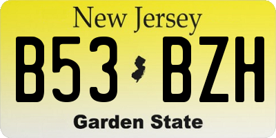 NJ license plate B53BZH