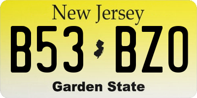 NJ license plate B53BZO
