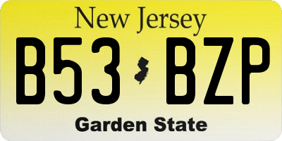 NJ license plate B53BZP