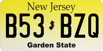 NJ license plate B53BZQ