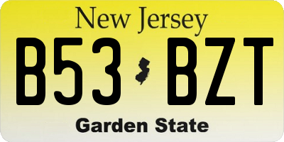 NJ license plate B53BZT