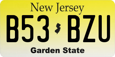 NJ license plate B53BZU