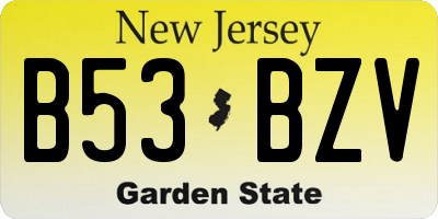 NJ license plate B53BZV