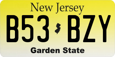 NJ license plate B53BZY
