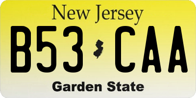 NJ license plate B53CAA