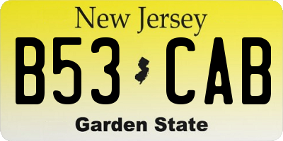 NJ license plate B53CAB