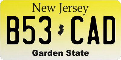 NJ license plate B53CAD