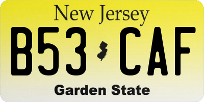 NJ license plate B53CAF