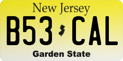 NJ license plate B53CAL