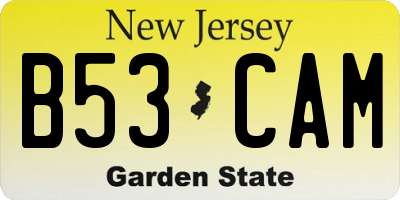NJ license plate B53CAM