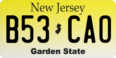 NJ license plate B53CAO