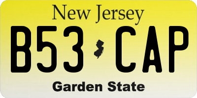 NJ license plate B53CAP