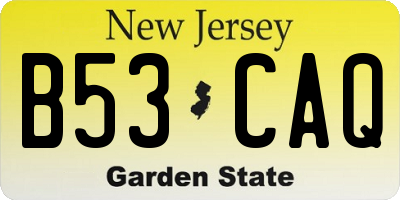 NJ license plate B53CAQ