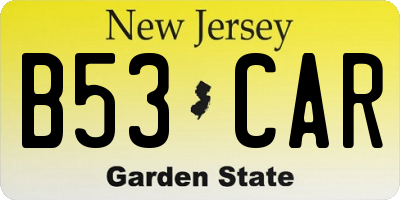 NJ license plate B53CAR