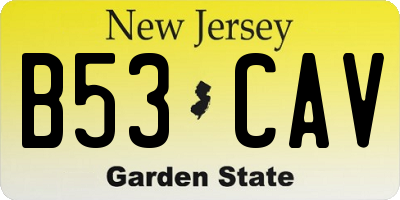 NJ license plate B53CAV
