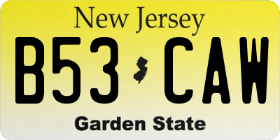 NJ license plate B53CAW