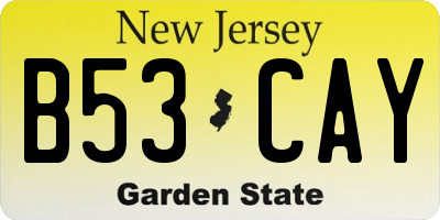 NJ license plate B53CAY