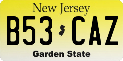 NJ license plate B53CAZ