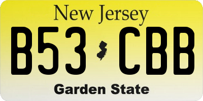 NJ license plate B53CBB