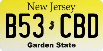 NJ license plate B53CBD