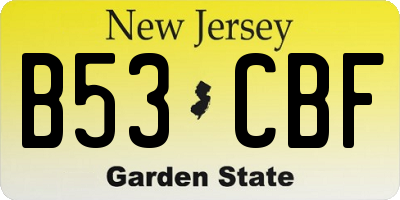 NJ license plate B53CBF