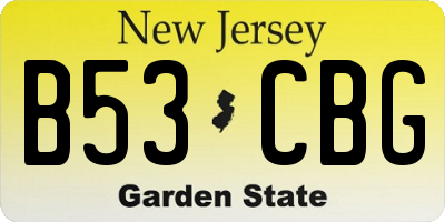 NJ license plate B53CBG