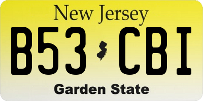 NJ license plate B53CBI