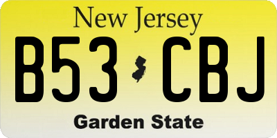 NJ license plate B53CBJ