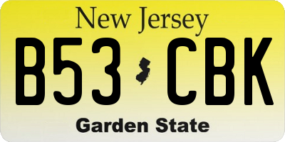 NJ license plate B53CBK