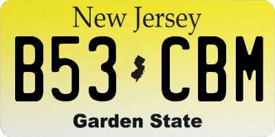 NJ license plate B53CBM