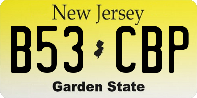 NJ license plate B53CBP