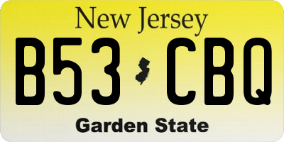 NJ license plate B53CBQ